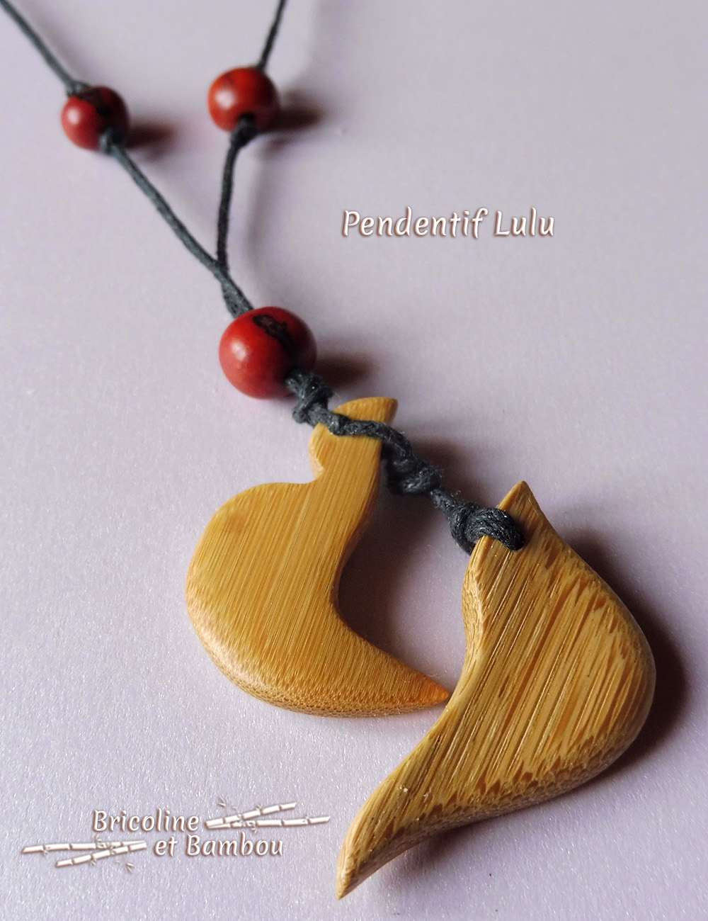 Pendentif Lulu 2 Bijoux en bambou : Pendentif Lulu 2