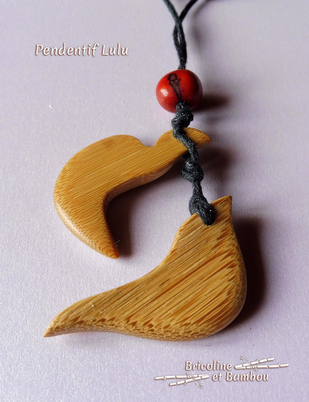 Pendentif Lulu Bijoux en bambou : Pendentif Lulu