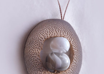 Pendentif Bambou et Perle verre Murano