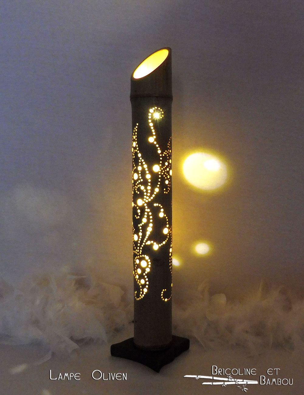 Lampe Oliven 5 Lampe Bambou Oliven